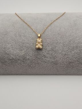 18k Gold Plated Stainless Steel Teddy Bear Necklace | Zircon Pave Bear Pendant